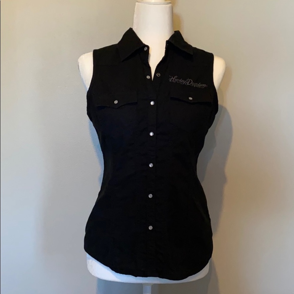 Harley Davidson shirt vest, button up. Size Small.